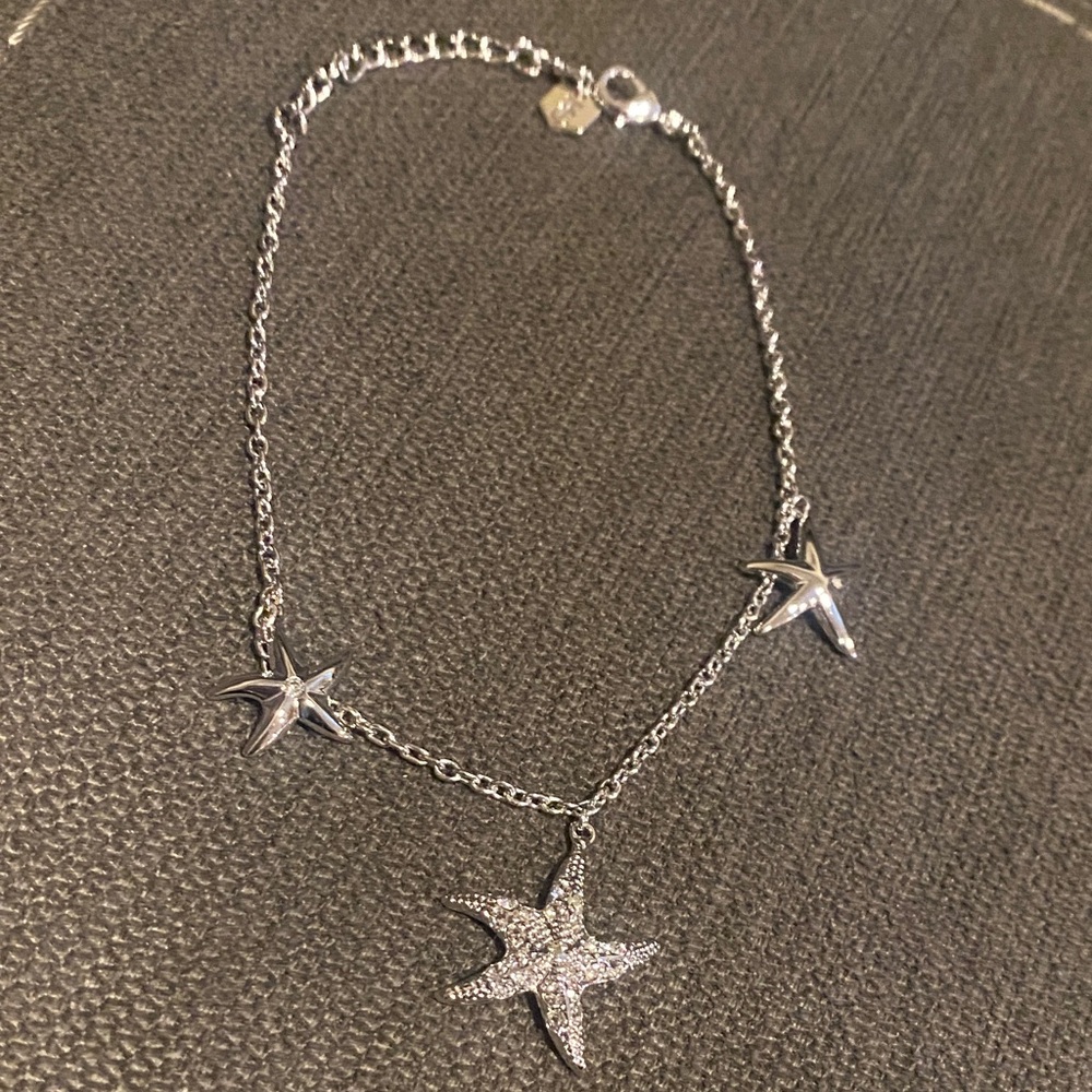 Touchstone Crystal Silver Starfish Ankle Bracelet